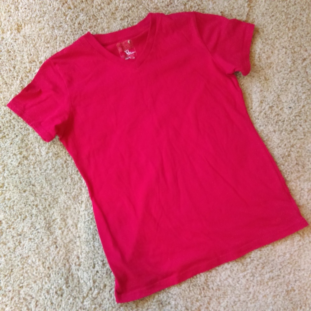 Girls Red V Neck Shirt